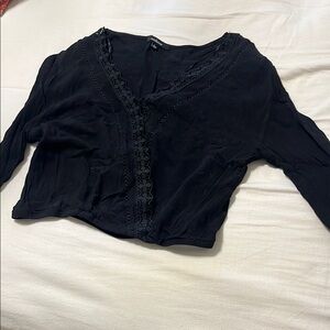 Elegant Black Lace Trim Women's Top